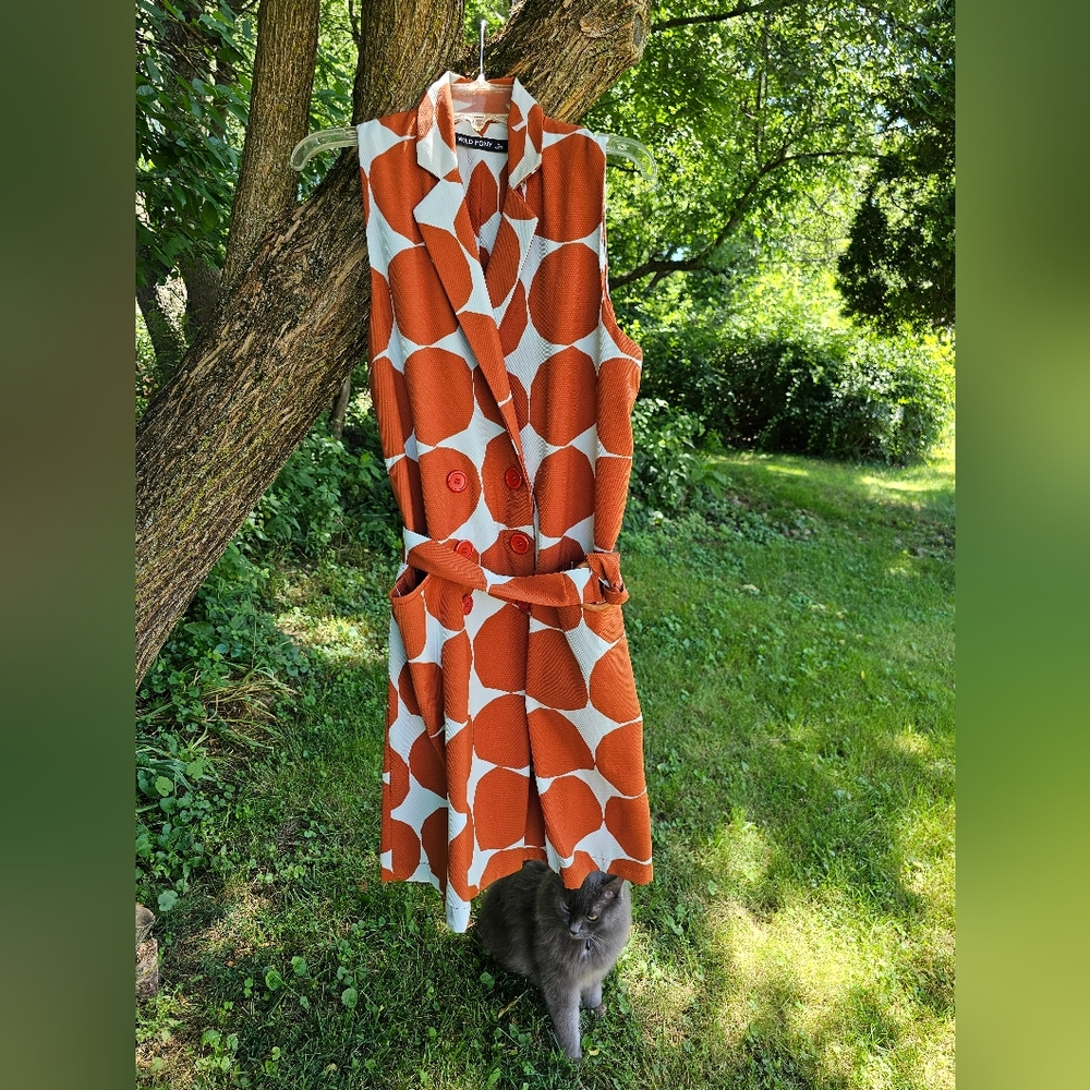 Wild Pony Double Breasted Collared, Sleeveless Sh… - image 1